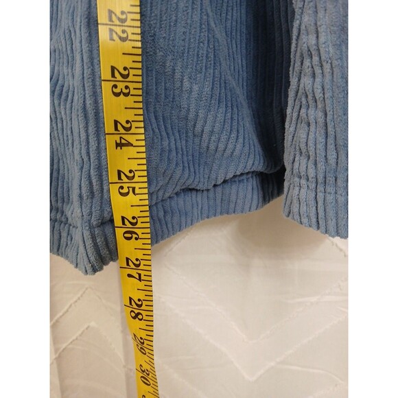 CW Classics Shacket Sz XL Corduroy Wide Wale Blue pleated back Oversized Buttons - Picture 4 of 12